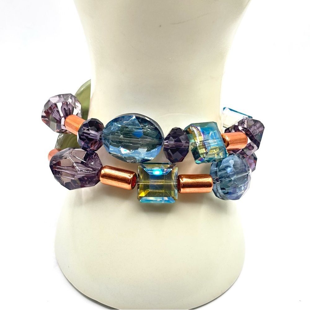Elegant Multicolor Beaded Bracelet Set of 2